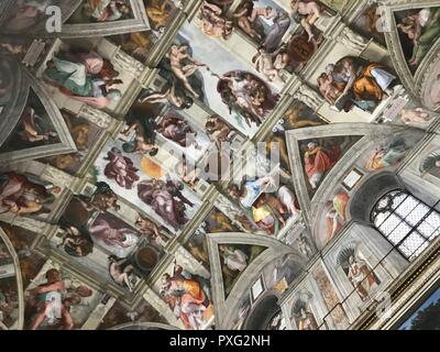 Italien, Vatikan, Sixtinische Kapelle, 27. November 2017, der Decke der Sixtinischen Kapelle im Vatikan Museum Stockfoto