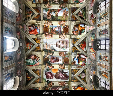 Italien, Vatikan, Sixtinische Kapelle, 27. November 2017, der Decke der Sixtinischen Kapelle im Vatikan Museum Stockfoto