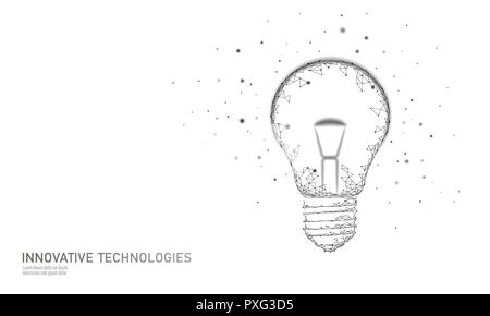 Glühlampe Idee Geschäftskonzept. Kreative aktiven menschlichen Gehirns künstliche Intelligenz nächste Stufe Mann menthal Fähigkeiten. Symbol der Weisheit. Weiß Low Poly polygonale 3D-Dreiecks Vector Illustration Kunst Stock Vektor