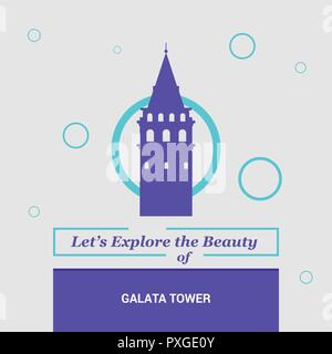 Erkunden sie die Schönheit von Galata Turm, Istanbul, Türkei nationale Wahrzeichen lassen Stock Vektor