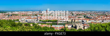 Panorama von Lyon aus der Fourviere Hill. Frankreich Stockfoto