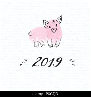 Sternzeichen Symbol für das Neue Jahr 2019 Piggy Stock Vektor