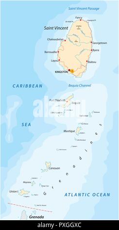 St. Vincent und die Grenadinen Vektorkarte Stock Vektor