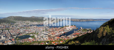 Panorama von Bergen von floyen in Norwegen Stockfoto