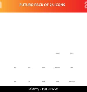 Orange Futuro 25 Web Basic Icon Set Stock Vektor