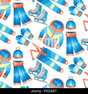 Muster der Winter Kleidung und Accessoires Kollektion Stock Vektor