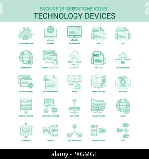 25 grüne Technologie Gerät Icon Set Stock Vektor