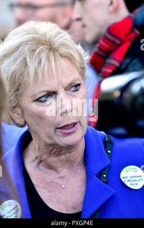 Anna Soubry MP (Con: broxtowe) backstage, bevor Sie sprechen bei der Abstimmung März zur Unterstützung eines zweiten Referendums Brexit, London, 20. Oktober 201 Stockfoto