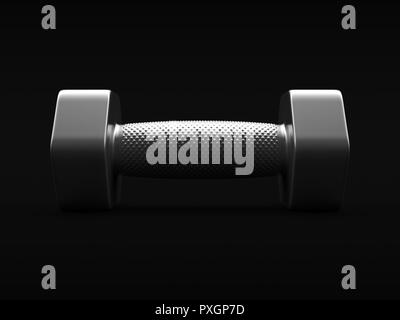 Gerenderten 3D-Vorderansicht eines 3 kg Chrom hand Gewicht dramatisch ausgeleuchteten von oben auf einem schwarzen Hintergrund. Stockfoto
