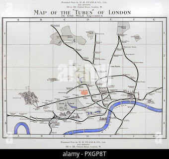 'Map der Rohre von London 1907. Stockfoto