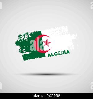 Flagge Algerien. Vector Illustration von Grunge Pinselstrich mit der algerischen nationalen Flagge Farben für Ihre Grafik- und Webdesign Stock Vektor