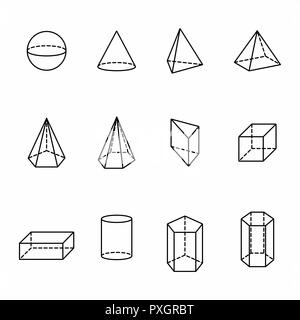 Die Abbildung einer Reihe von geometrischen Körpern Stock Vektor