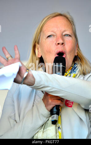 Deborah Meaden (Geschäftsfrau und 'Dragon' in der BBC Dragon's Den) in einer Rede vor der Abstimmung März zur Unterstützung eines zweiten Referendums Brexit, London Stockfoto