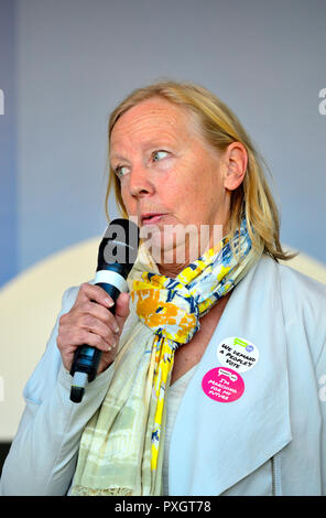 Deborah Meaden (Geschäftsfrau und 'Dragon' in der BBC Dragon's Den) in einer Rede vor der Abstimmung März zur Unterstützung eines zweiten Referendums Brexit, London Stockfoto