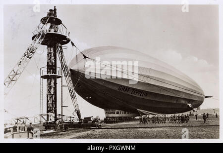 LZ 127 Graf Zeppelin - bei Mooring Mast Stockfoto