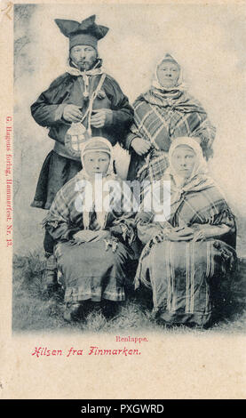 Eine Familie der Sami aus Finnmark, Norwegen Stockfoto