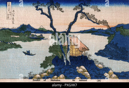 Suwa-See in der Provinz Shinano von Katsushika Hokusai Stockfoto