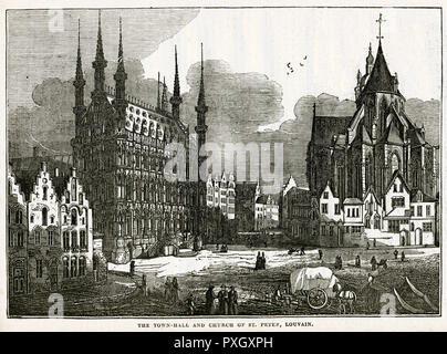 Rathaus Und St. Peters Kirche, Leuven Stockfoto