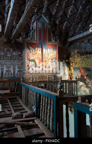 Antike barocke Orgel in der Kirche des Andahuayillas Qapac-ñan berührt auch die drei Zentren der Andengemeinschaft Barock, Andahuayillas ist die Stockfoto