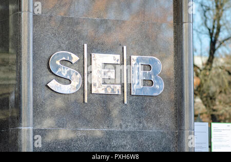 Schließen Titel Name Logo der SEB Bank ist die Commercial Bank von Litauen, Tochter der schwedischen SEB-Gruppe Stockfoto