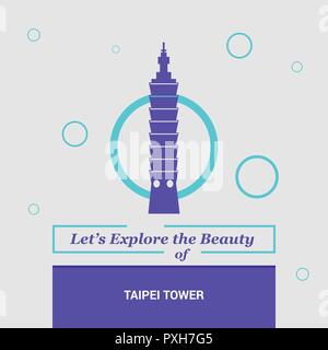 Lassen Sie uns die Schönheit der Turm Taipei, Taiwan. Nationale Wahrzeichen Stock Vektor