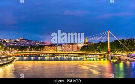 Fußgängerbrücke über die Saone in Lyon, Frankreich Stockfoto