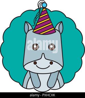 Cute hippo kawaii Partei hat Stock Vektor