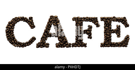 Cafe Wort aus coffee bean Font. 3D-Rendering Stockfoto