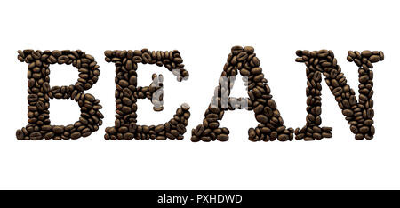 Bean Wort aus coffee bean Font. 3D-Rendering Stockfoto