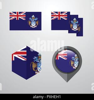 Tristan da Cunha Flagge design set Vektor Stock Vektor