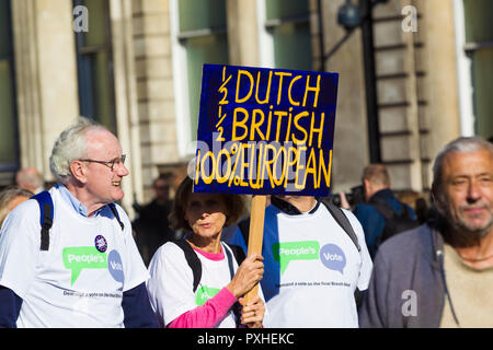 20 Oktober 2018, März für die Zukunft - Abstimmung, Brexit Kampagne, London, UK Stockfoto