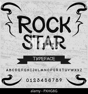 Font handcrafted Vektor Rock Star Stockfoto