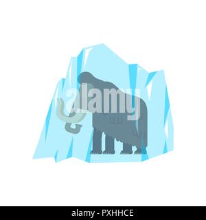 Mammut in Eis eingefroren. Prähistorische Bestie. Archäologische Tier finden. Ice Age Stock Vektor