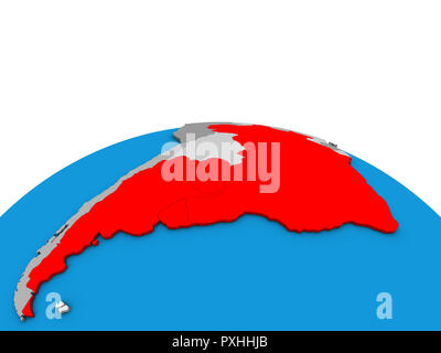 Mitglieder des Mercosur auf politische 3D-Globus. 3D-Darstellung. Stockfoto