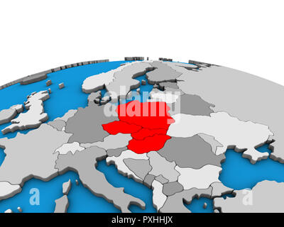 Visegrad-gruppe auf politische 3D-Globus. 3D-Darstellung. Stockfoto