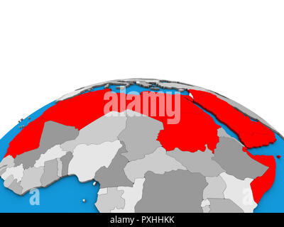Arabische Liga auf politische 3D-Globus. 3D-Darstellung. Stockfoto
