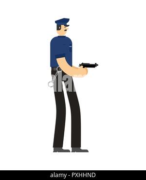 Polizist und Gewehr. Cop und Waffe. Offizier Polizei isoliert. Vector Illustration Stock Vektor