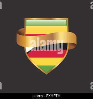 Simbabwe Flagge Goldene Ehrennadel design Vector Stock Vektor