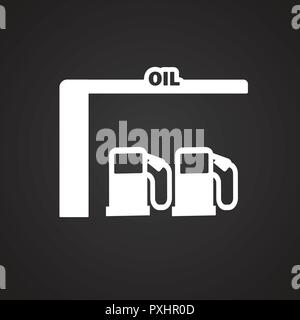 Tankstelle Treibstoff auf schwarzem Hintergrund Stock Vektor