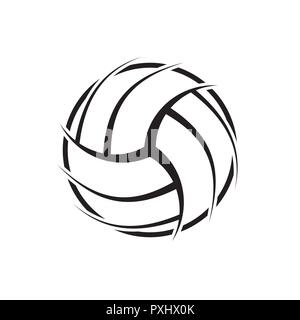 Schwarz volleyball ball Silhouette mit Beispieltext. Eps 10. Stock Vektor