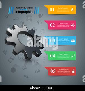Zahnrad, Zahnrad-Symbol. Business-Infografiken. Stock Vektor