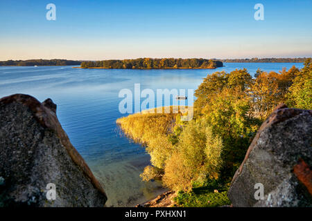 Blick von der Reppiner Burg in den Schweriner See. Stockfoto