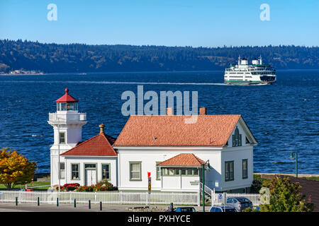 Mukilteo Lighthouse Whidbey Island Fähre Puget Sound Mukilteo Snohomish County Washington im pazifischen Nordwesten. In 1906, jetzt die Mukilteo Lig Stockfoto