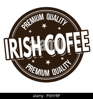 Irish Coffee Zeichen oder Stempel auf weißem Hintergrund, Vector Illustration Stock Vektor