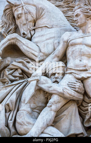 Frankreich Paris, Skulpturen auf den Arc de Triomphe de l'Etoile Stockfoto