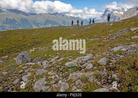 Wanderer auf dem Eiger Trail Stockfoto