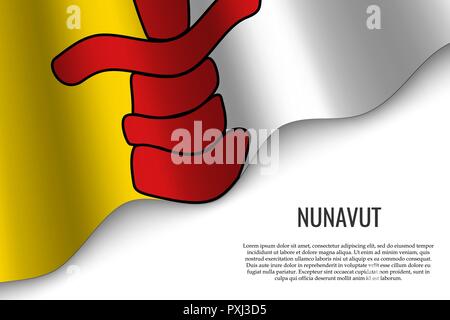 Wehende Flagge von Nunavut ist eine Region in Kanada auf transparentem Hintergrund. Vorlage für Banner oder Poster. Stock Vektor