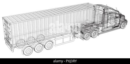 Fahrzeug. Big Cargo Truck. EPS 10-Format. Vektor erstellt von 3d. Stock Vektor