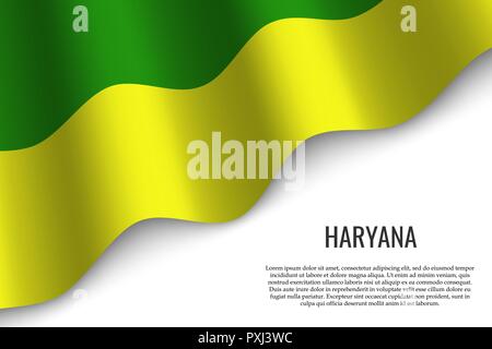 Wehende Flagge von Haryana ist eine Region in Indien auf weißem Hintergrund. Vorlage für Banner oder Poster. Stock Vektor