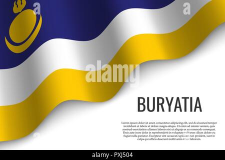 Wehende Flagge der Republik Burjatien ist eine russische Region auf transparentem Hintergrund. Vorlage für Banner oder Poster. Vector Illustration Stock Vektor